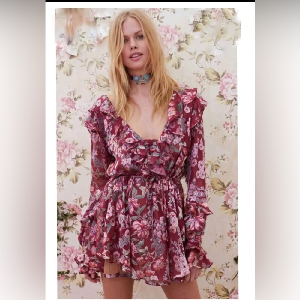 AS IS For Love & Lemons Flora mini Dress size L babydoll sexy fairy wedding